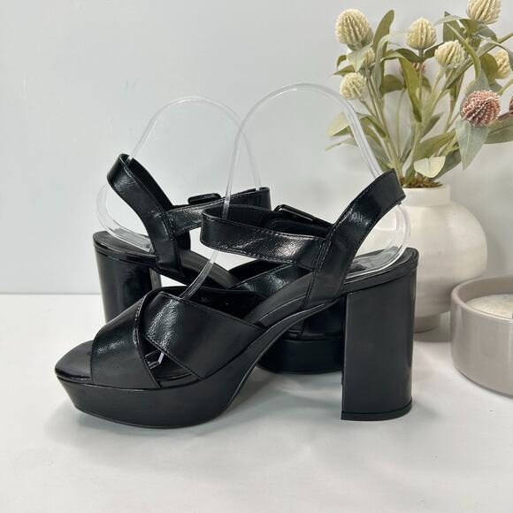 Jeffrey Campbell Amma-NW Crinkle Patent Platform Sandals Black Women's 9 NWOB - Picture 5 of 11